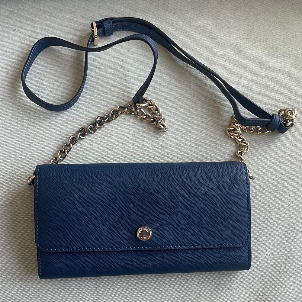 Michael Kors Navy Crossbody Bag with Gold Accents